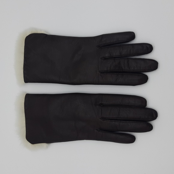 Vintage Frownes - Size 6 1/2 Fur line Leather gloves Brown - Picture 3 of 7